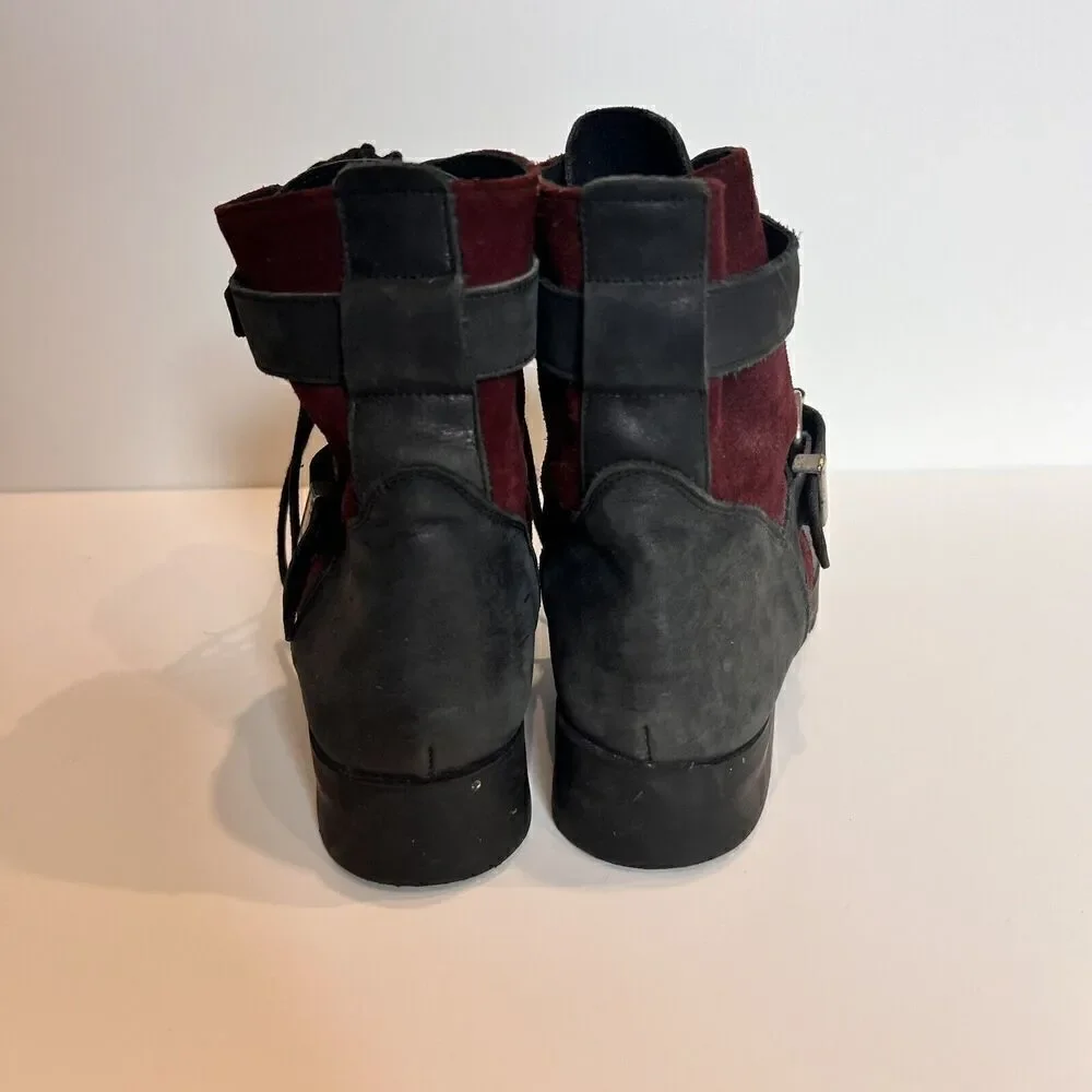 Free People Leather Combat Hiker Boot Size EU 41/US 10 LaceUp Buckle